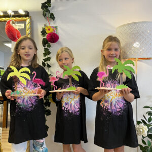 Kinderfeestje tropisch plankje schilderen flamingo Artwise Haarlem